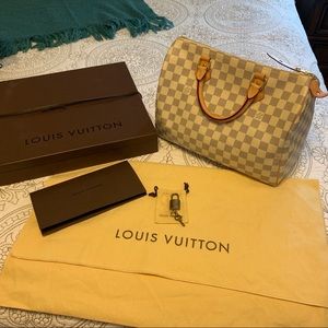 *AUTHENTIC* Louis Vuitton Speedy 30 Damier Azur